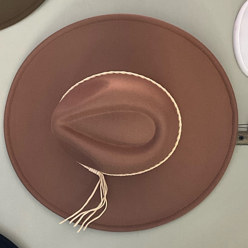 Chic Tan Wide-Brim Hat with Braided Detail